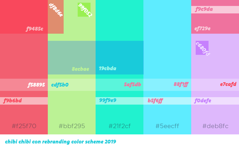 chibi chibi con color scheme rebranding 2019